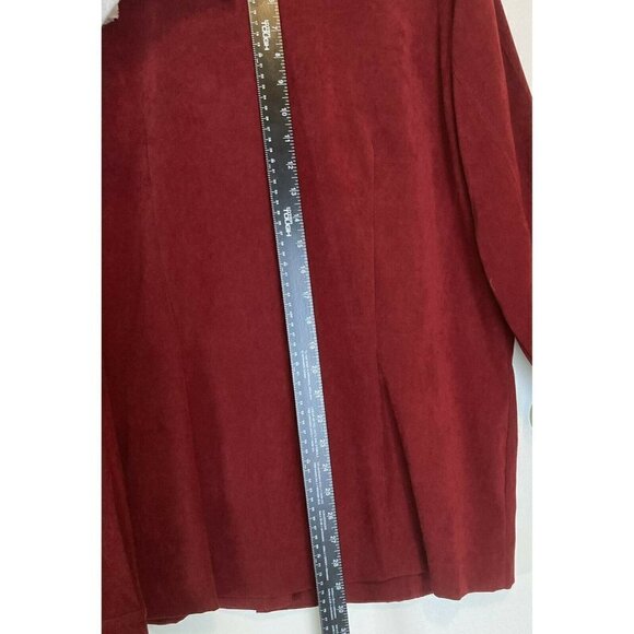Worthington Womens Tall Stretch Faux Suede Deep Red Shirt Jacket Shacket-18T - Picture 7 of 11